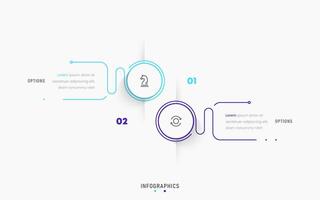 Infographic label design template with icons and 2 options or steps. Can be used for process diagram, presentations, workflow layout, banner, flow chart, info graph. vector