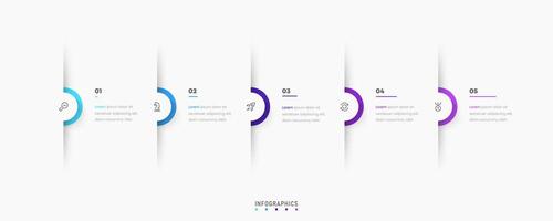 Infographic label design template with icons and 5 options or steps. Can be used for process diagram, presentations, workflow layout, banner, flow chart, info graph. vector