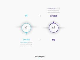 Infographic label design template with icons and 2 options or steps. Can be used for process diagram, presentations, workflow layout, banner, flow chart, info graph. vector
