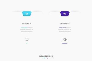 Infographic label design template with icons and 2 options or steps. Can be used for process diagram, presentations, workflow layout, banner, flow chart, info graph. vector