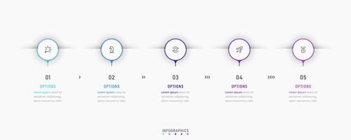 Infographic label design template with icons and 5 options or steps. Can be used for process diagram, presentations, workflow layout, banner, flow chart, info graph. vector