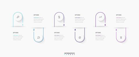 Infographic label design template with icons and 6 options or steps. Can be used for process diagram, presentations, workflow layout, banner, flow chart, info graph. vector