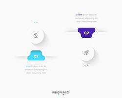 Infographic label design template with icons and 2 options or steps. Can be used for process diagram, presentations, workflow layout, banner, flow chart, info graph. vector