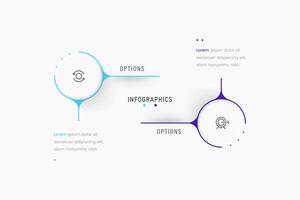 Infographic label design template with icons and 2 options or steps. Can be used for process diagram, presentations, workflow layout, banner, flow chart, info graph. vector