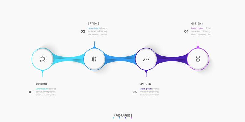 Infographic label design template with icons and 4 options or steps. Can be used for process diagram, presentations, workflow layout, banner, flow chart, info graph.