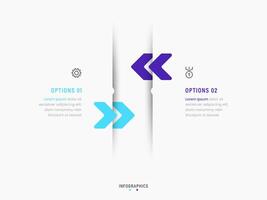 Infographic label design template with icons and 2 options or steps. Can be used for process diagram, presentations, workflow layout, banner, flow chart, info graph. vector