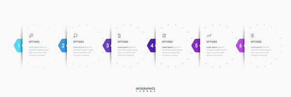 Infographic label design template with icons and 6 options or steps. Can be used for process diagram, presentations, workflow layout, banner, flow chart, info graph. vector