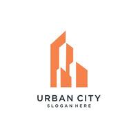 Building logo idea with abstract concept design Premium vector