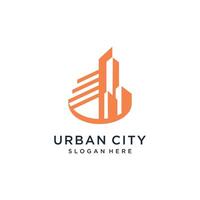 Building logo idea with abstract concept design Premium vector