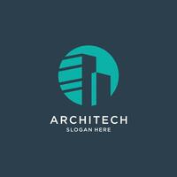 Building logo idea with abstract concept design Premium vector
