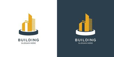Building logo idea with abstract concept design Premium vector