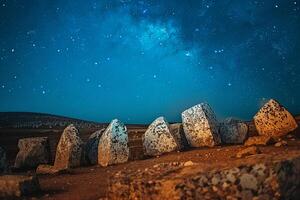 Milky Way Over Stone Circle at Ancient City of Caracalla Background photo