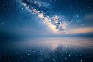 Milky Way Over Ocean with Stars Background photo