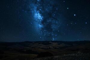Milky Way Over the Hills in the Night Sky Background photo