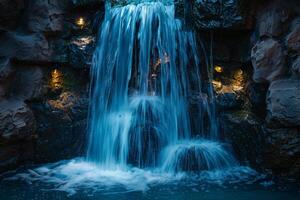Waterfall in the Night with Lights On photo