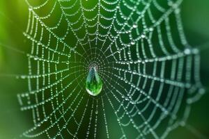 Spider Web with a Drop of Water, Natural Background photo