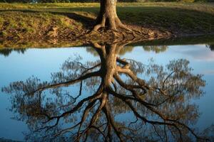 Tree Reflected in Water, Natural Background photo