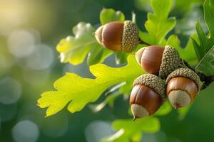 Acorns on Branch Background photo