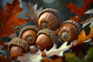 Acorns on Oak Leaves photo