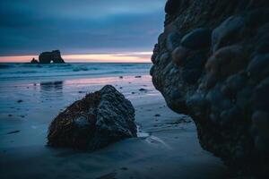 Rock on the Beach at Sunset, Natural Background photo
