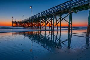 Pier at Sunset with Water Reflection Background photo