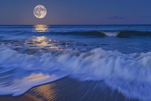 lleno Luna creciente terminado el Oceano antecedentes foto
