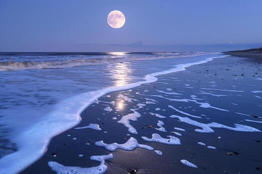 lleno Luna brillante terminado el Oceano antecedentes foto