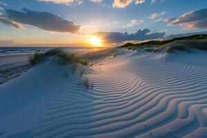 Sunset Over the Dunes at the Beach, Background of Sunset Over the Dunes at the Beach photo