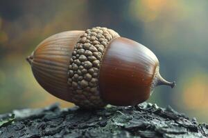 Acorn on a tree with natural background photo