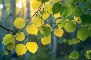 Aspen Leaves in the Sunlight Background photo