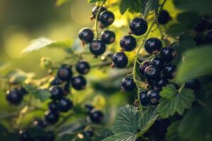 Black Currant on Branch Background photo