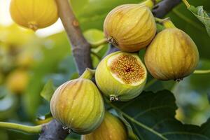 Bunch of Figs on Tree Branch Background photo