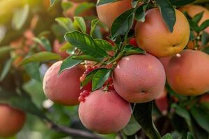 Grapefruit on the Tree Background photo