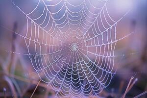 Dew Covered Spider Web Background  Spider web covered with dew photo