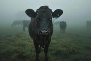 A Cow Is Standing in a Field of Grass Background photo