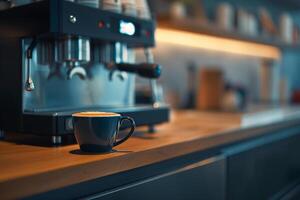 Coffee Machine on Counter with Cup Background photo