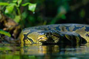 A Large Snake in the Water with Background photo