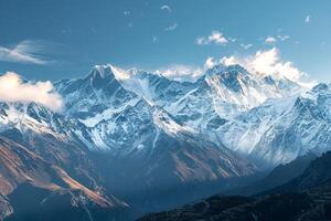 A Mountain Range with Snow Capped Peaks Background photo