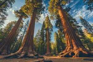Giant sequoia trees background photo