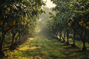 Row of mango trees background photo