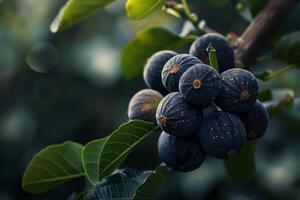 Figs on a Tree Branch with Leaves, Background photo