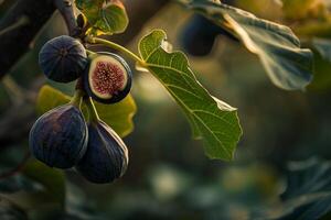 A Fig Tree with Ripe Fruit Hanging from It, Background photo