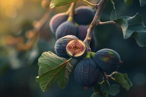 Figs on a Tree Branch with Sunlight, Background photo