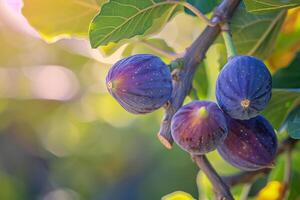 Figs on a Tree Branch with Sunlight, Background photo