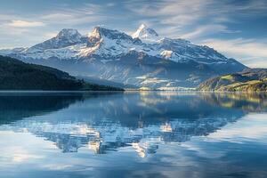 Mountain Range Reflected in a Lake Background photo