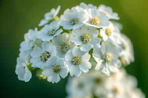 white flowers on a green background photo