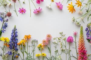 a white background with many different types of flowers photo