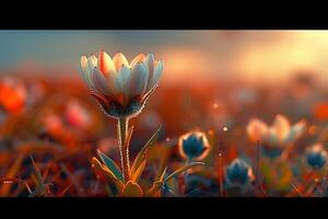 A flower is in the middle of a field background photo