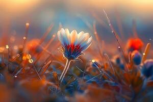 A flower is in the middle of a field background photo