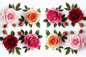 Group of Roses Arranged in Square Pattern Background photo
